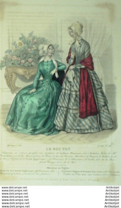 Gravure Mode Le Bon Ton 1846 13 # 38 (aquarelle old fashion plate)
