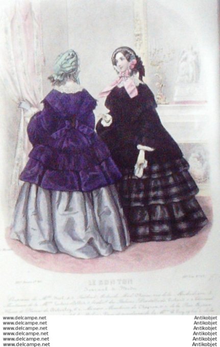 Gravure Mode Le Bon Ton 1854 21 # 25 (aquarelle old fashion plate)