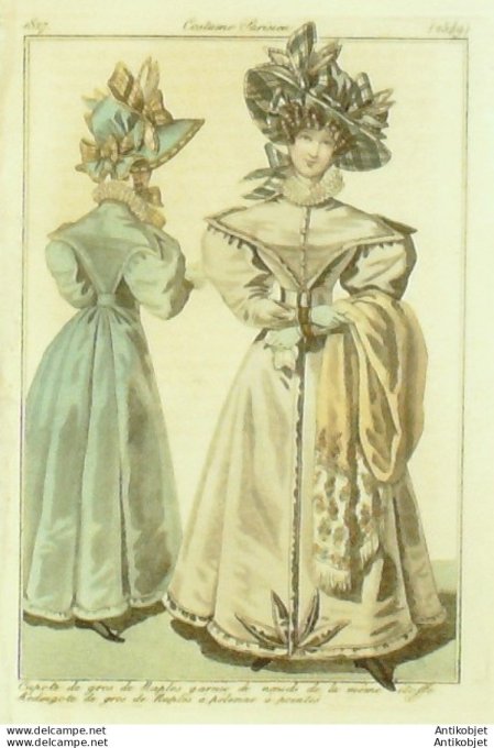 Costume Parisien 1827 # 2549 Redingote de gros de Naples