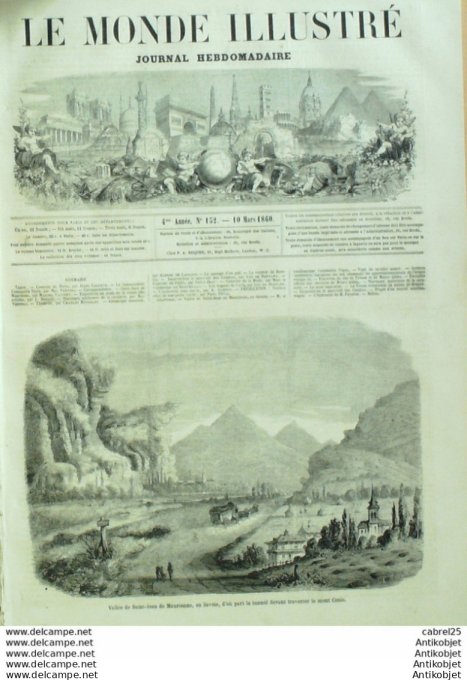 Le Monde illustré 1860 n°152 St Jean De Maurienne (73) Maroc Duc Tetouan Italie Brescia