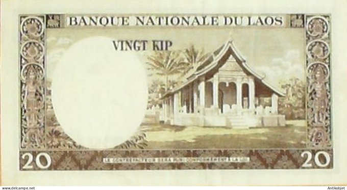 Billet de Banque Laos 20 Kip P.11b Roi Savang Vatthana 1963 neuf