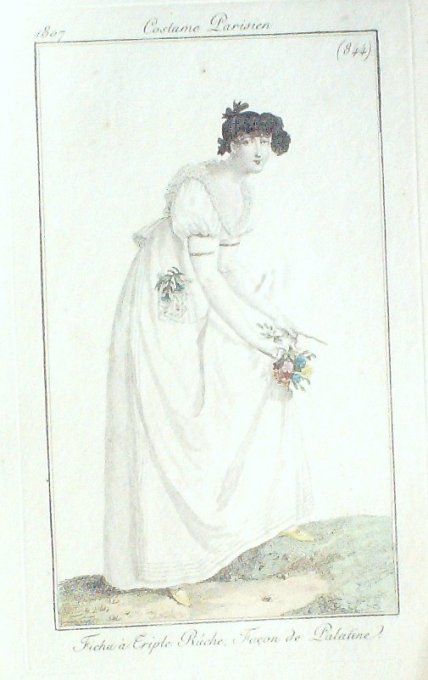 Gravure Mode Costume Parisien 1807 #  844 (eau forte old Fashion plate