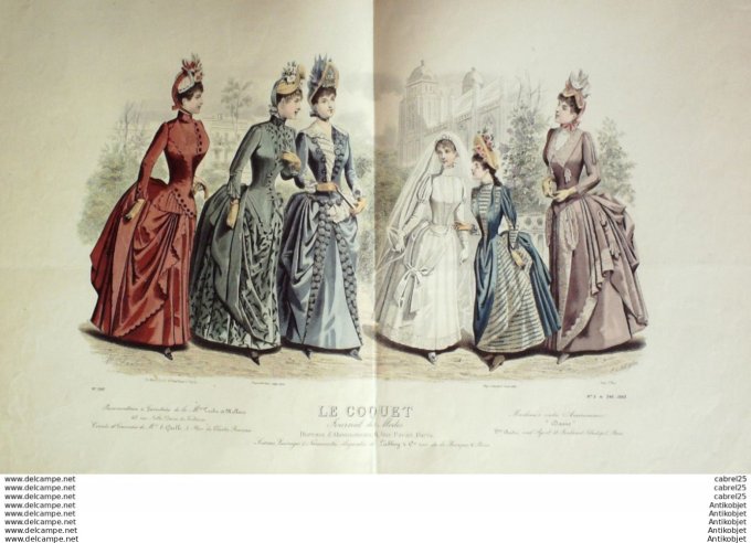 Gravure Mode Le Coquet 1888 # 09 (Old Fashion plate)