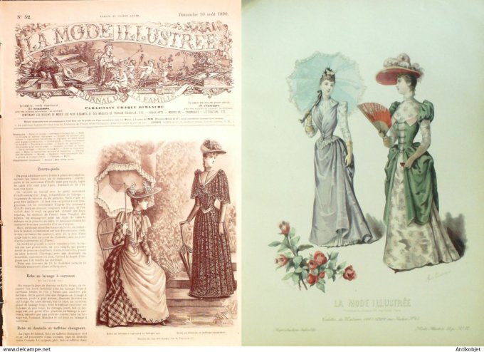 La Mode illustrée journal + gravure 1890 # 32