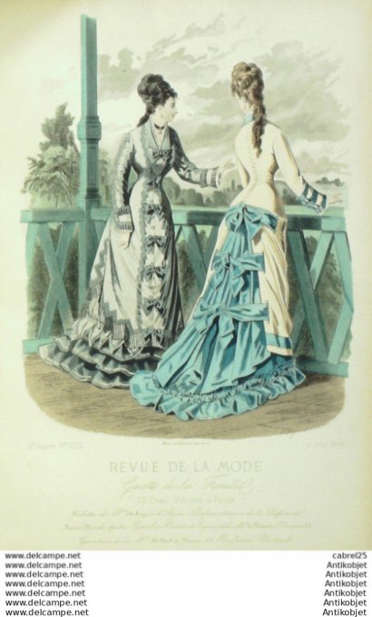 Gravure Mode La Gazette 1876 # 232 (Old Fashion plate)