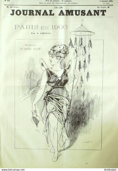 Le Journal Amusant 1874 #  944 Les tyrans du trottoir par Kauffmann