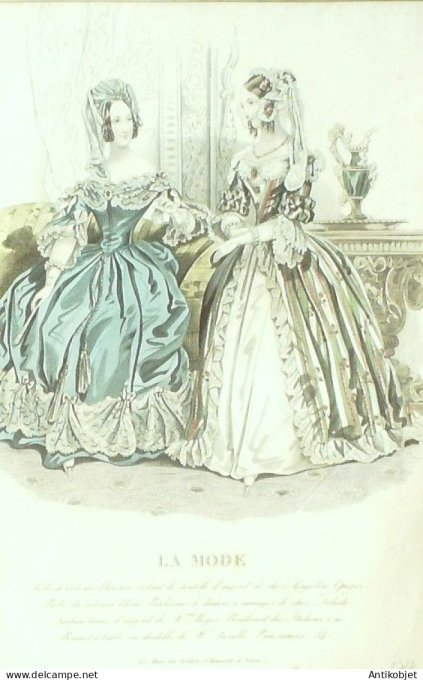 Gravure La mode 1837 # 574 (aquarelle old Fashion plate)