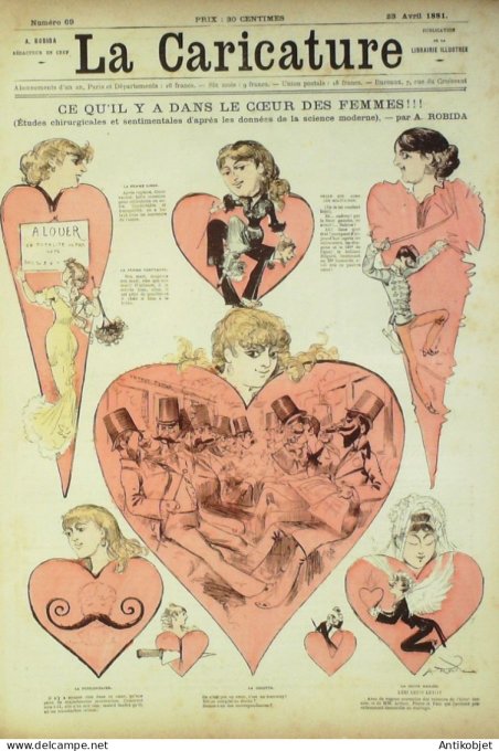 La Caricature 1881 #  69 Dans le coeur des femmes Robida Bach Trock