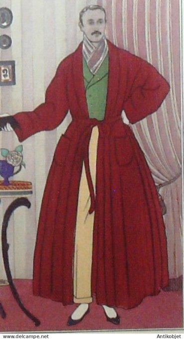 Gravure de mode Costume Parisien 1913 pl.096 BARBIER George Robe de chambre