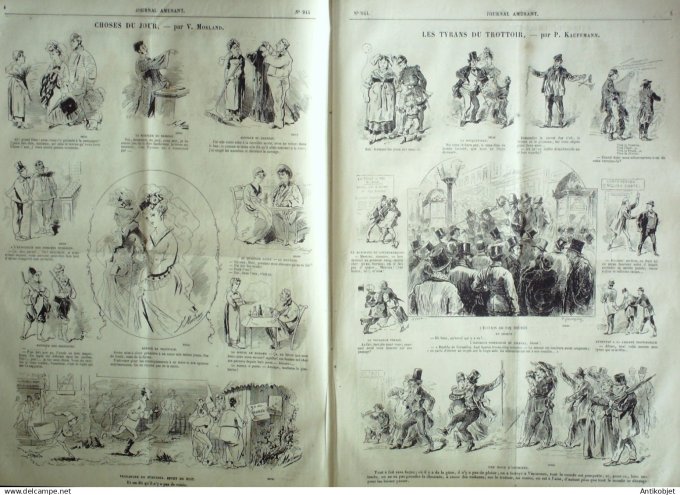 Le Journal Amusant 1874 #  944 Les tyrans du trottoir par Kauffmann