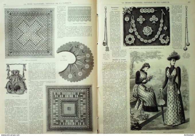 La Mode illustrée journal + gravure 1890 # 32