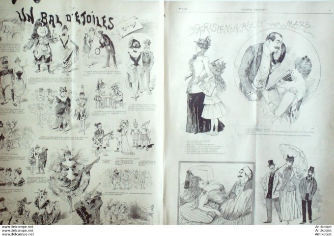 Le Journal Amusant 1891 # 1808 Parisiennes en Mars Un bal d'etoiles par Henriot