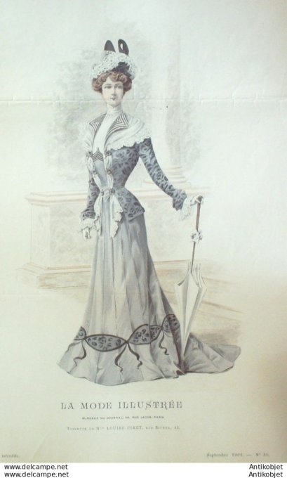 Gravure Mode illustree 1901 # 38 (Old Fashion plate) rare