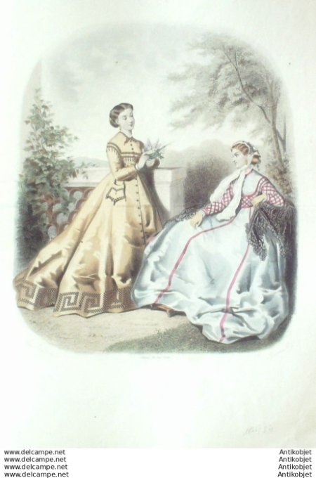 Gravure Mode illustree 1866 # 24 (Old Fashion plate)