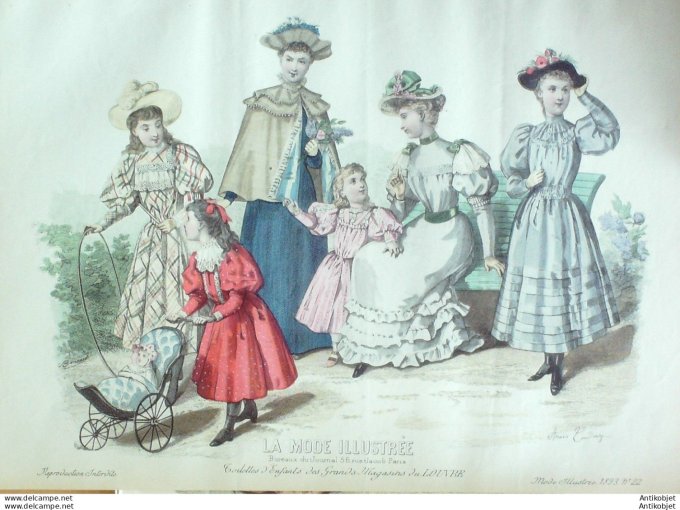 Gravure Mode illustree 1893 # 22 (Old Fashion plate) rare