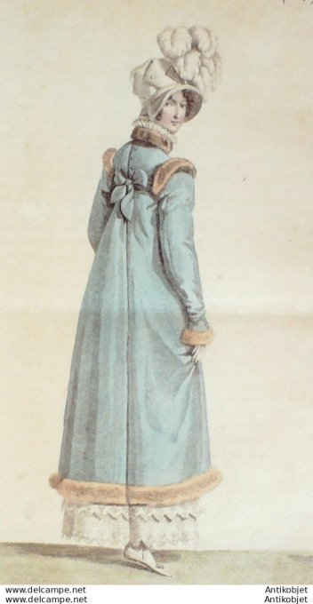 Gravure de mode Costume Parisien 1816 n°1547 Pardessus Lévantine