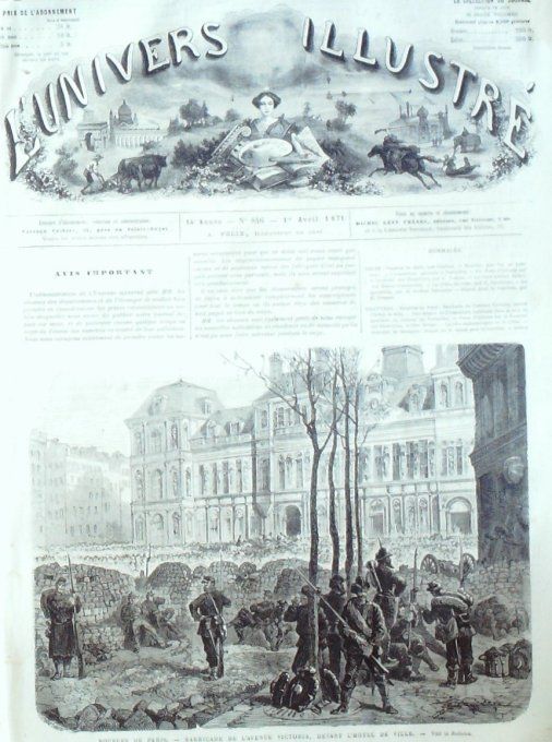 L'Univers illustré 1871 # 846 Grèce Crête Etats-Unis rivière rouge Indiens Versailles (78)