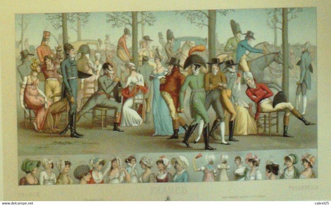 Mode Consulat promenade de Longchamp 1802 capote fichu spencer