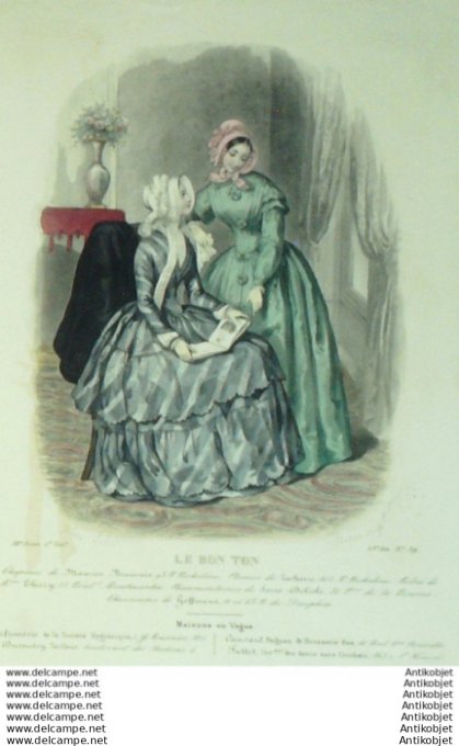 Gravure Mode Le Bon Ton 1846 13 # 39 (aquarelle old fashion plate)