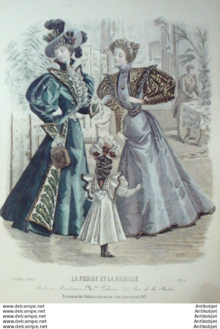 Gravure Mode La Femme & La Famille 1895 # 10 (Old Fashion plate)