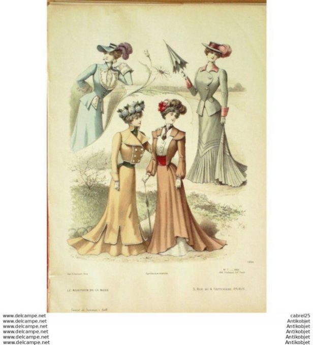 Gravure Mode Le Moniteur 1901 # 07 (Old Fashion plate)