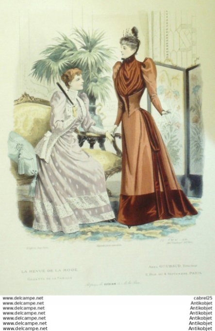 Gravure Mode La Gazette 1891 # 47 (Old Fashion plate)