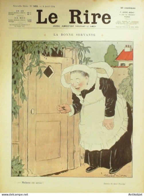 Le Rire 1914-04- 4 # 583 Journal humoristique Ed.Originale La bonne servante