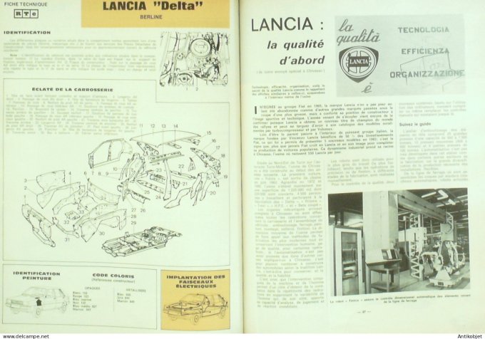 Revue Tech. Automobile 1984 n°440 Lancia Delta & Prisma 1300 Renault 14 & 18