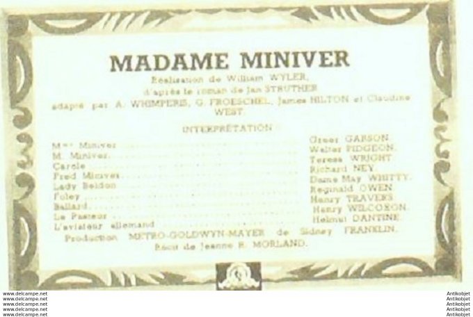 Mon Film 192 50-04-26 Madame Miniver Greer Garson Teress Wright