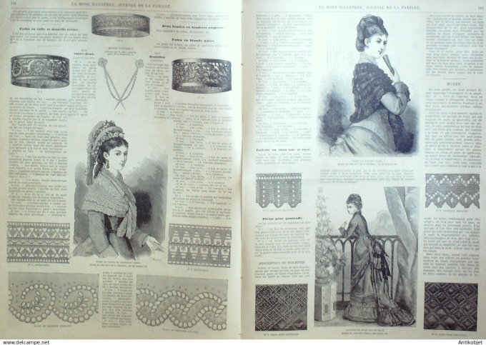 La Mode illustrée journal + gravure associée 1876 # 20