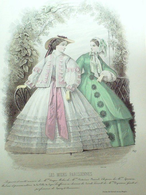Gravure Les Modes Parisiennes 1859 # 847 Peignoir & veste Maison Payan