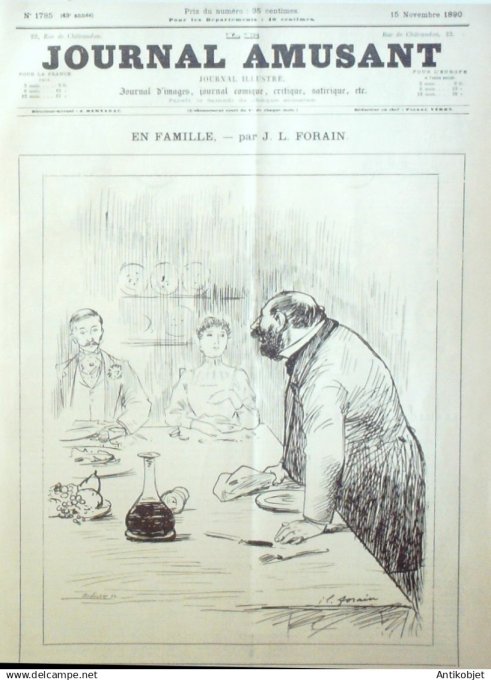 Le Journal Amusant 1890 n°1785 Cléopatre coups de crayon âge du Zinc  Maisons Laffitte