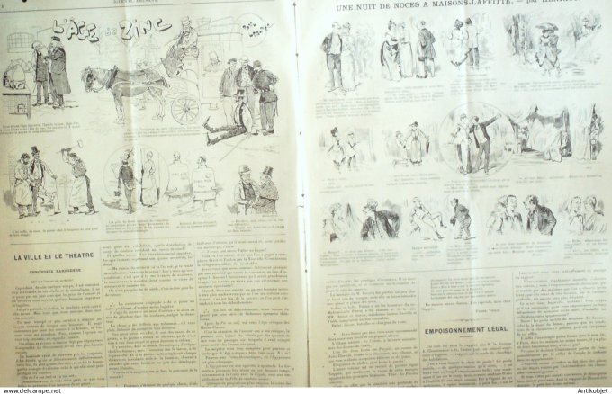 Le Journal Amusant 1890 n°1785 Cléopatre coups de crayon âge du Zinc  Maisons Laffitte