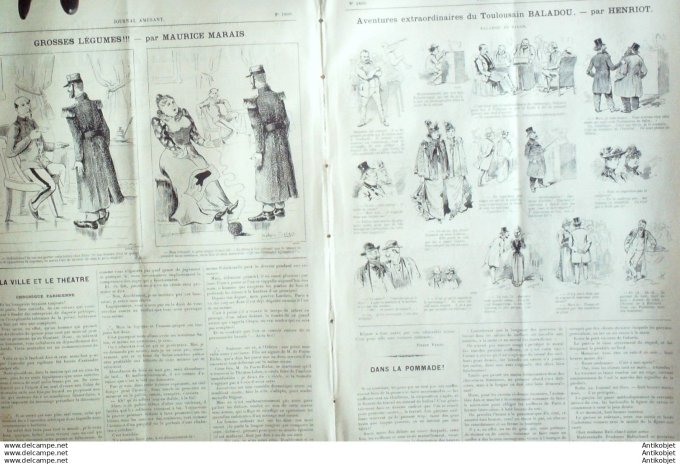 Le Journal Amusant 1891 # 1809 Aventures du Toulousain Baladou par Henriot Dans le Monde par Forain