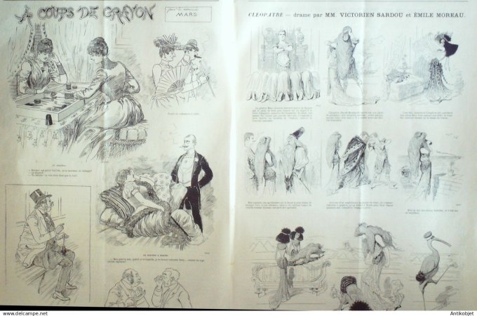 Le Journal Amusant 1890 n°1785 Cléopatre coups de crayon âge du Zinc  Maisons Laffitte