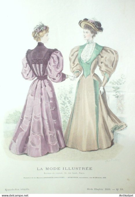 Gravure Mode illustree 1895 # 19 (Old Fashion plate) RARE