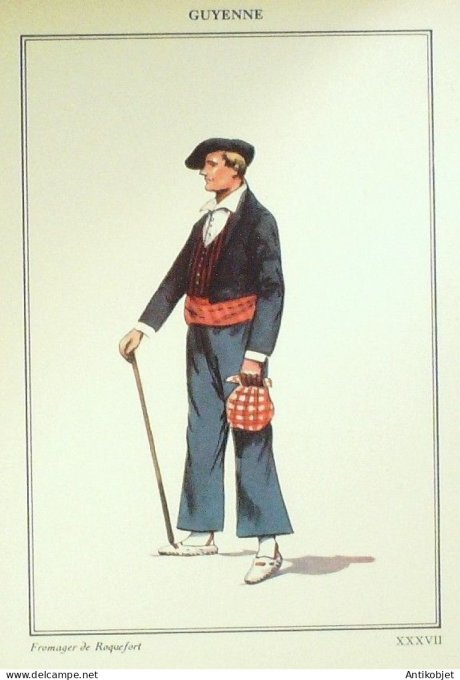 Pays de la Loire Guyenne Roquefort (53) Fromager signé  par P.A Leroux XXème