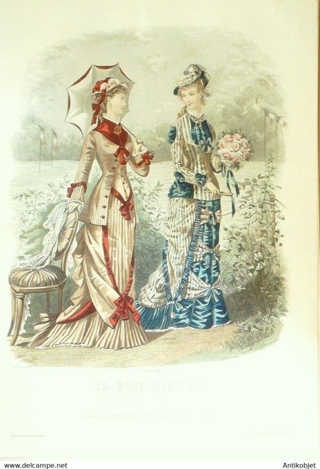 Gravure de mode La Mode illustrée 1879 n°24 (Maison Fladry-Coussinet)