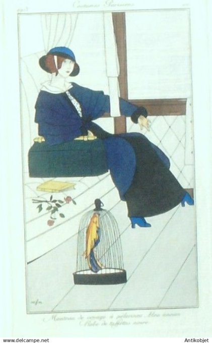 Gravure Costume Parisien 1913 #100 Franc-Nohain Madeleine (eau forte) Manteau de voyage