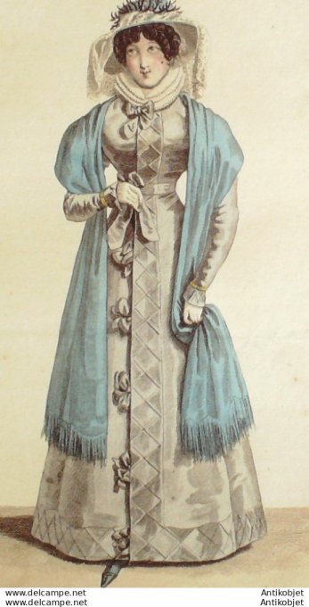 Costume Parisien 1823 # 2156 Redingote gros d'été garnie