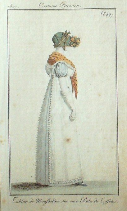 Gravure Mode Costume Parisien 1807 #  849 (eau forte old Fashion plate