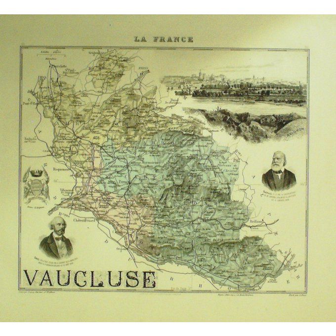 Carte Vaucluse (84) Avignon Graveur Lecoq Waltner Barbier 1868