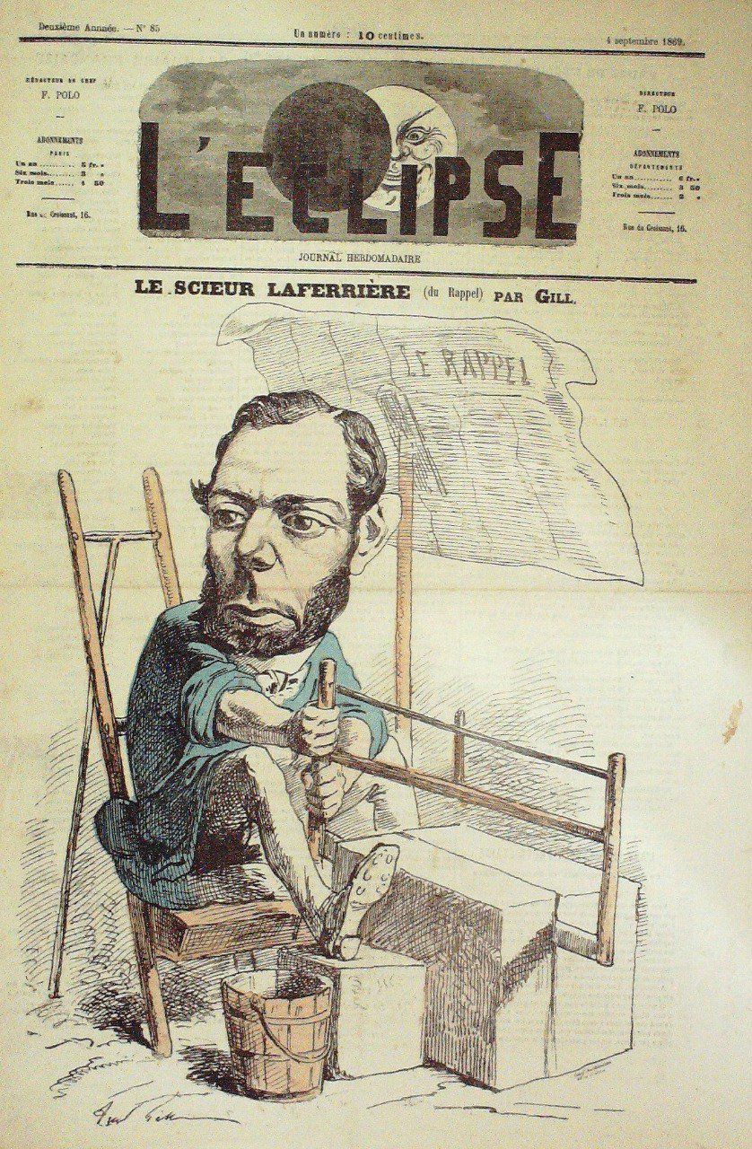 L'Eclipse 1869 n°85 LE SCIEUR LAFERRIERE STRASBOURG André GILL