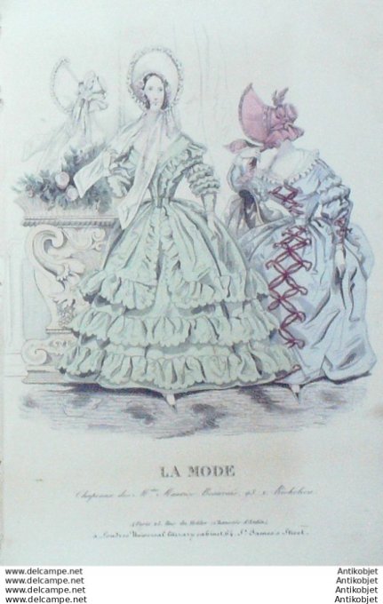 Gravure La mode 1838 # 14 (aquarelle old Fashion plate)