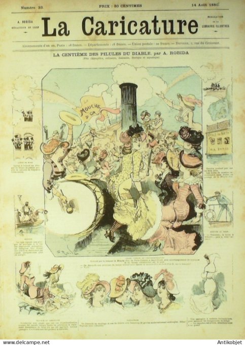 La Caricature 1880 #  33 Les pillules du Diable Robida Esquisses maritimes Gino Trick