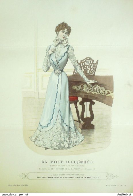 Gravure Mode illustree 1899 # 10 (Old Fashion plate) RARE