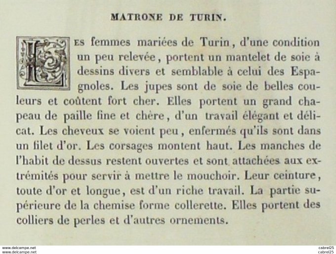 Italie TURIN Matrone turinoise 1859