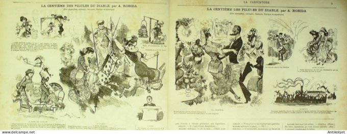 La Caricature 1880 #  33 Les pillules du Diable Robida Esquisses maritimes Gino Trick