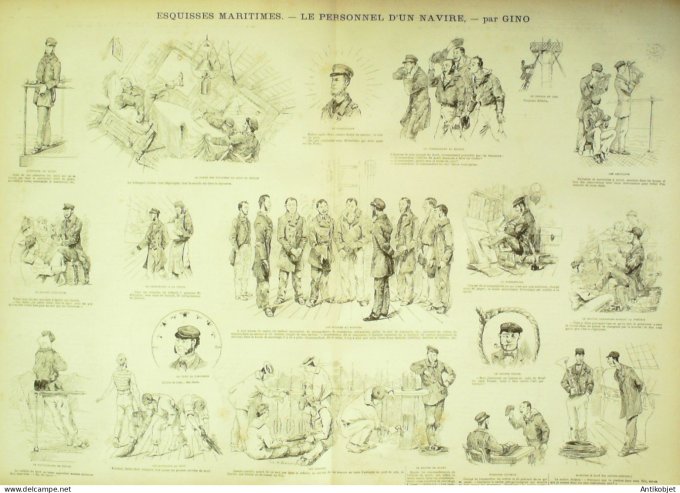 La Caricature 1880 #  33 Les pillules du Diable Robida Esquisses maritimes Gino Trick
