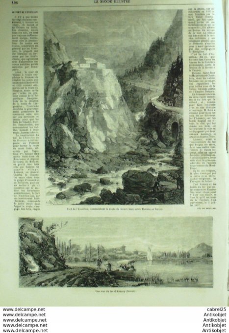Le Monde illustré 1860 n°154 Annecy (73) Chartres (28) Italie Megnegnano Medjeles